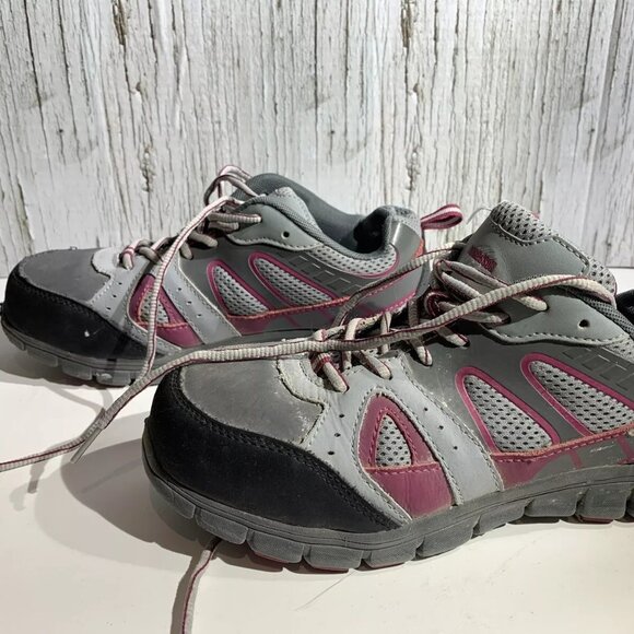 Aggressor Women's Steel Toe Safety Athletic Size 7M Shoe Gray Pink CSA - Picture 1 of 7
